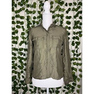 Silence + Noise Gray Long Sleeve Front Pockets Button-Down Shirt Top Size XS